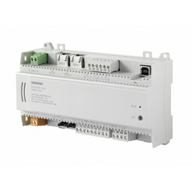 DXR2.E12P-102A/BP - Compact room automation station, BACnet/IP, 24 V, DIN housing, 1 DI, 2 UI, 2 AO, 6 triac, pressure sensor, 30 data points, bulk pack 18 pcs.
