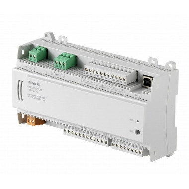 DXR2.M18-101A - Компактный комнатный контроллер, BACnet/MSTP, 24 V, корпус DIN, 2 DI, 4 UI, 4 AO, 8 тиристорных выходов