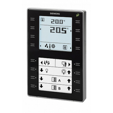 QMX3.P37-1BSC - Комнатный датчик температуры с KNX, датчик температуры, дисплей с подсветкой, сенсорные клавиши, чёрный